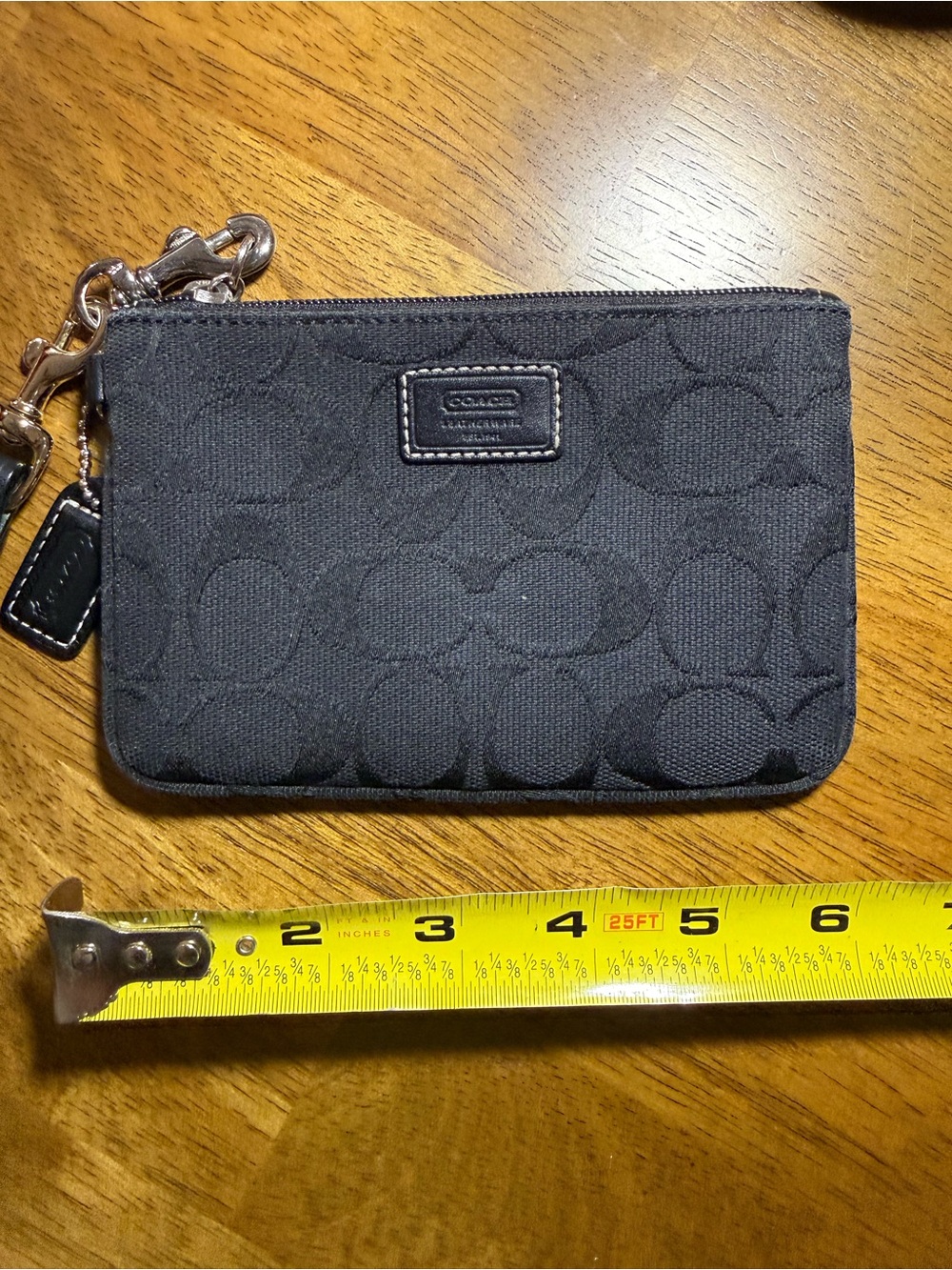 Coach Black Signature Jacquard Small Wristlet